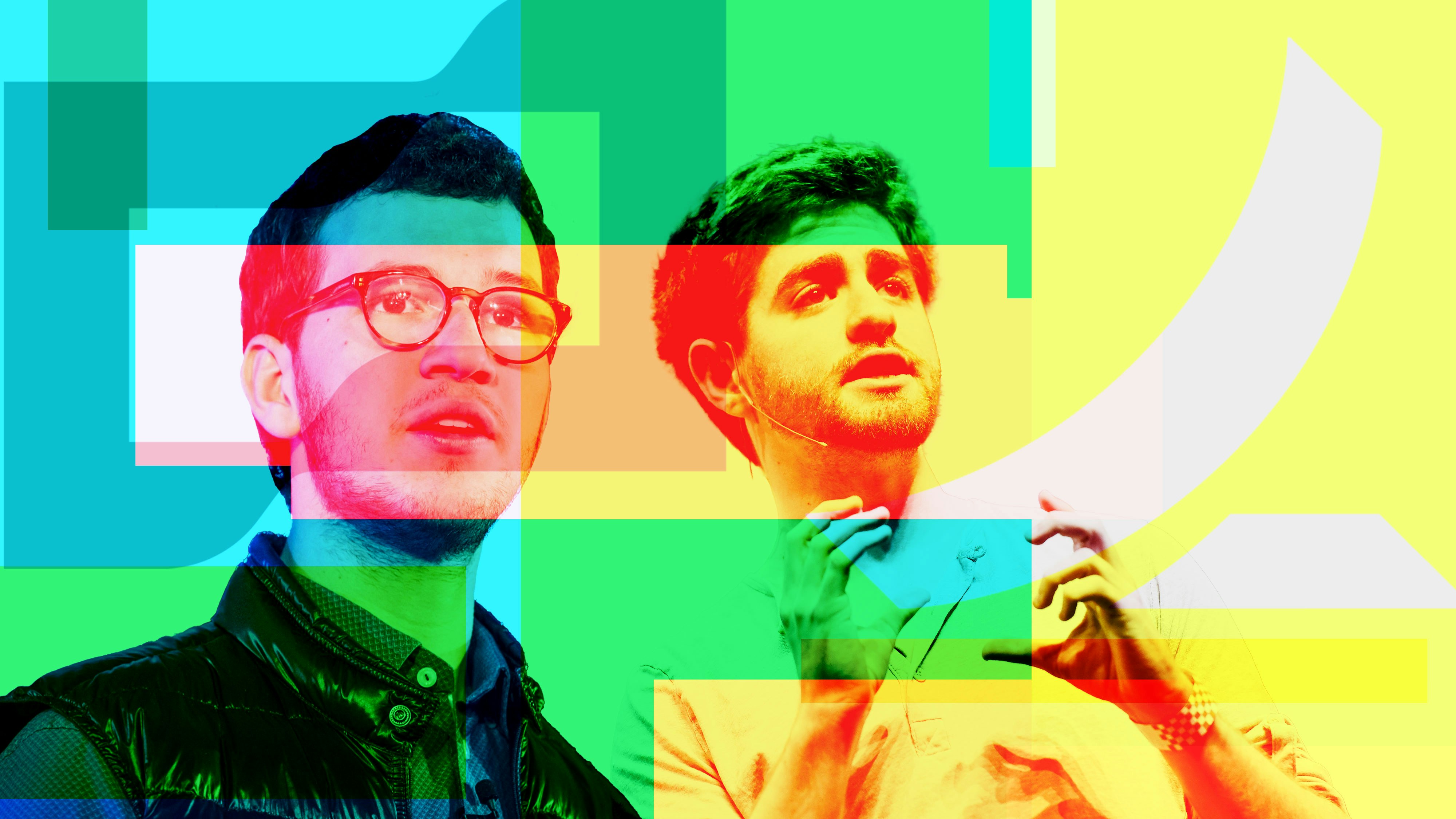 Brex Co-CEO Henrique Dubugras, left, and Ramp CEO Eric Glyman. Photos by Bloomberg, Flickr. Art by Mike Sullivan.