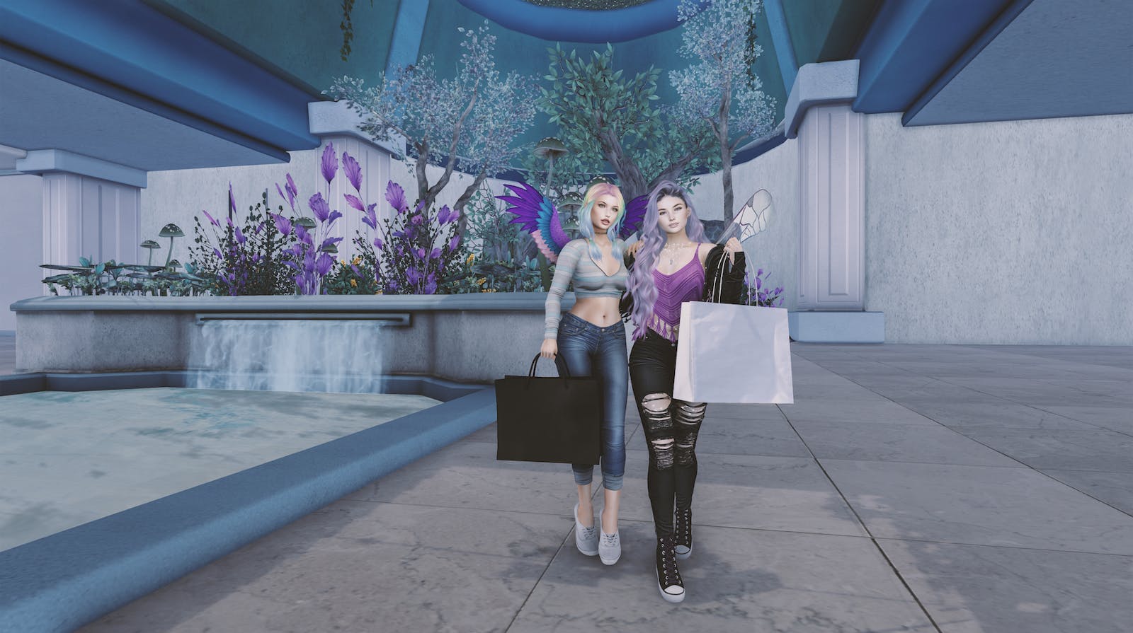 Avatars standing in a Second Life world. Credit: Linden Labs