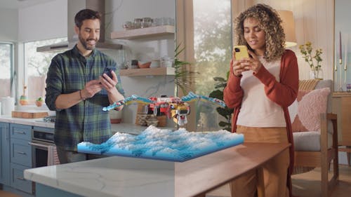 A promotional image for Snap's multi-user AR Lenses. Credit: Snap