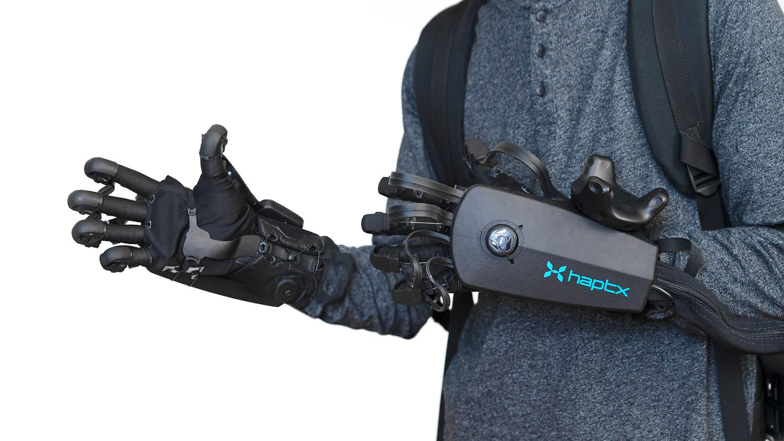 The latest in-production version of HaptX's VR gloves. Photo: HaptX