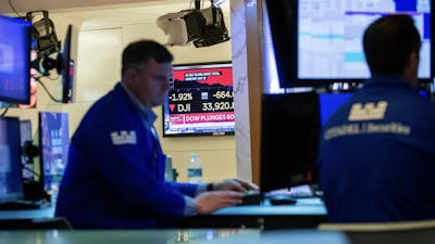 Traders on the floor of the NYSE in September. Photo by Bloomberg.