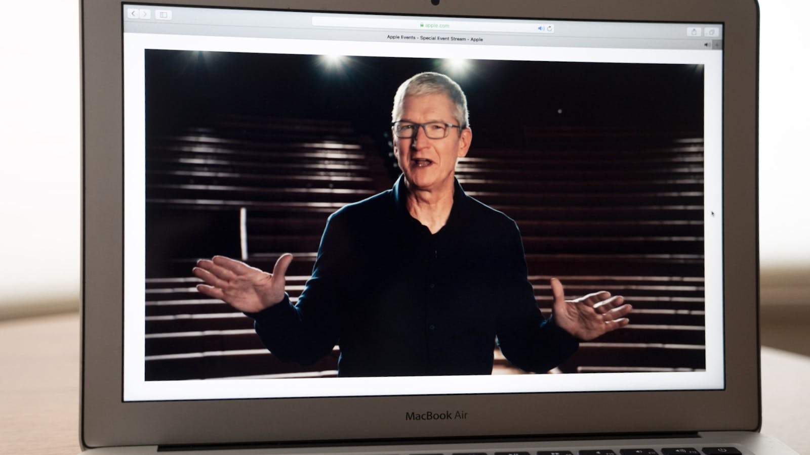 Tim Cook presenting at an Apple product event. Photo: Bloomberg