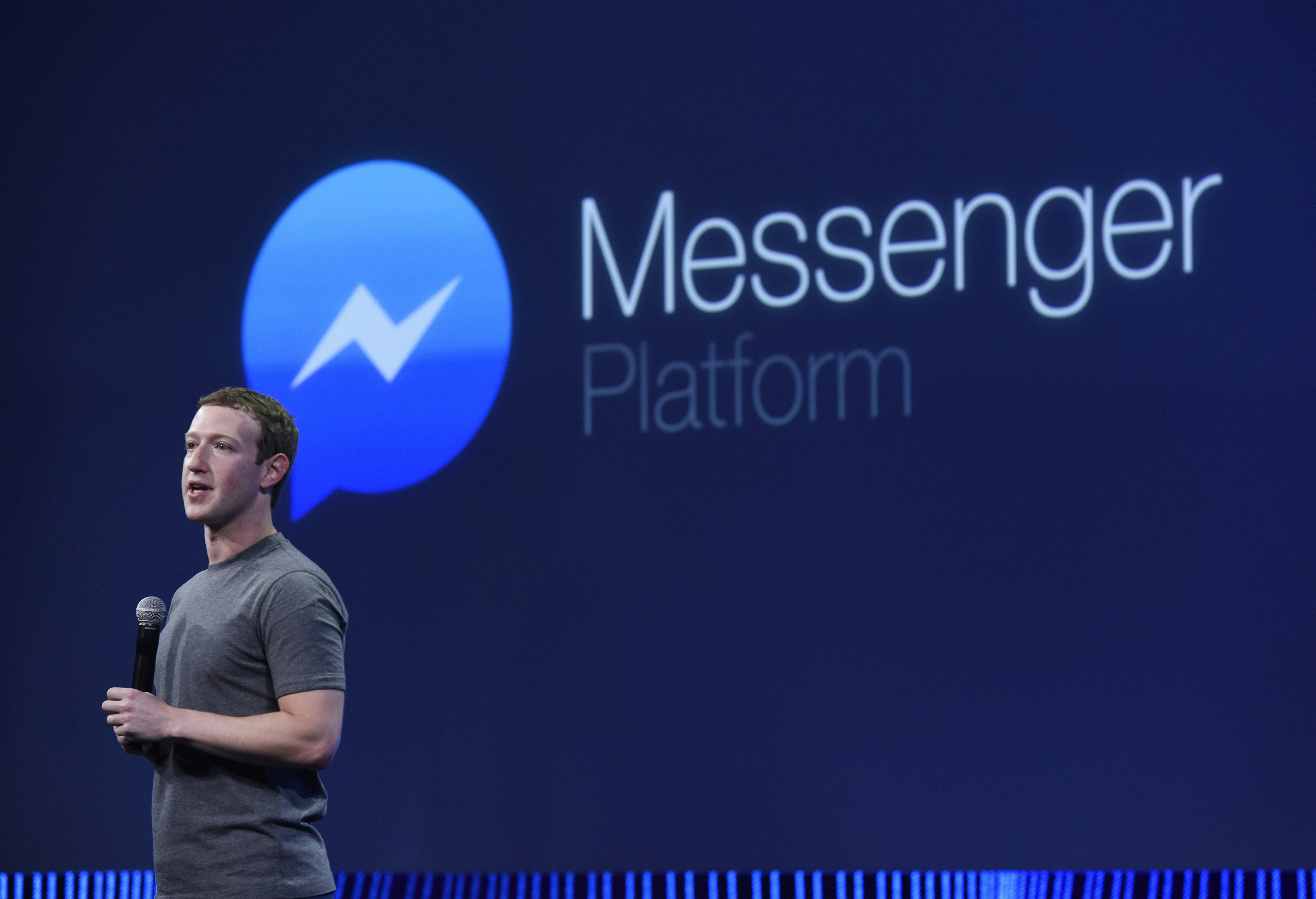 Facebook CEO Mark Zuckerberg speaks to developers Wednesday. Photo by Bloomberg.