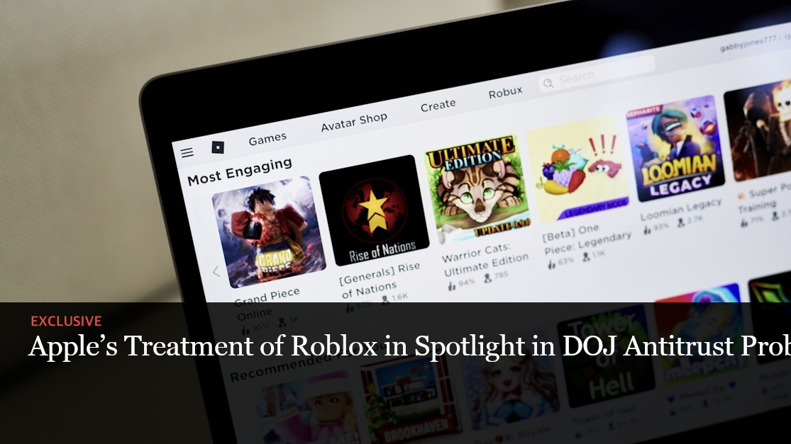 Department of Justice Exploring Apple's Treatment of 'Roblox' Game