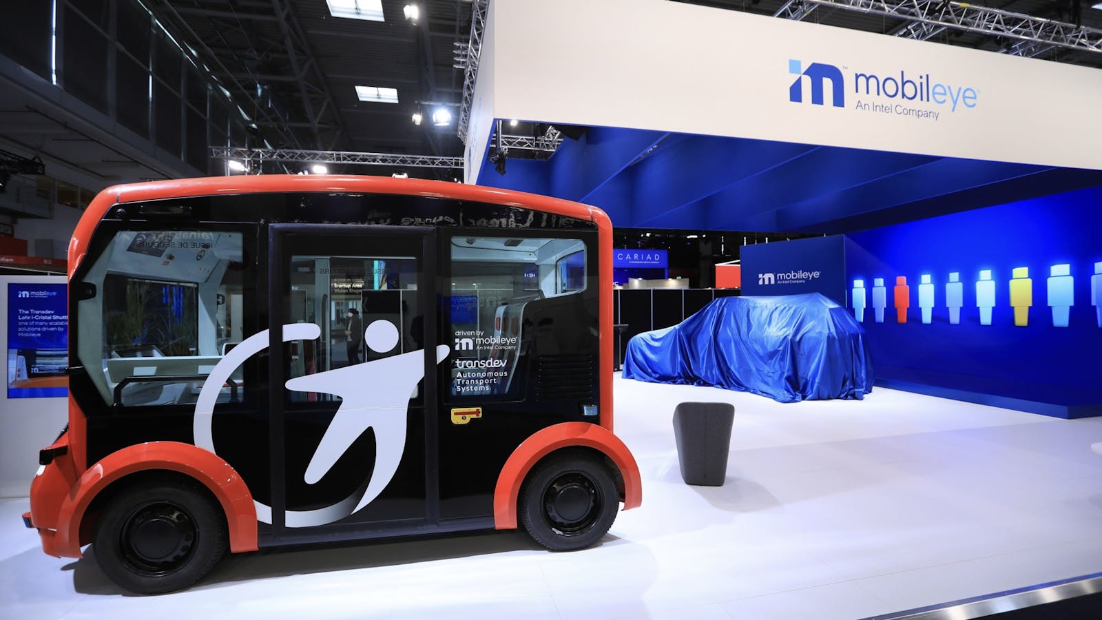 Mobileye's stand at the Munich Motor Show in September. Photo by Bloomberg.