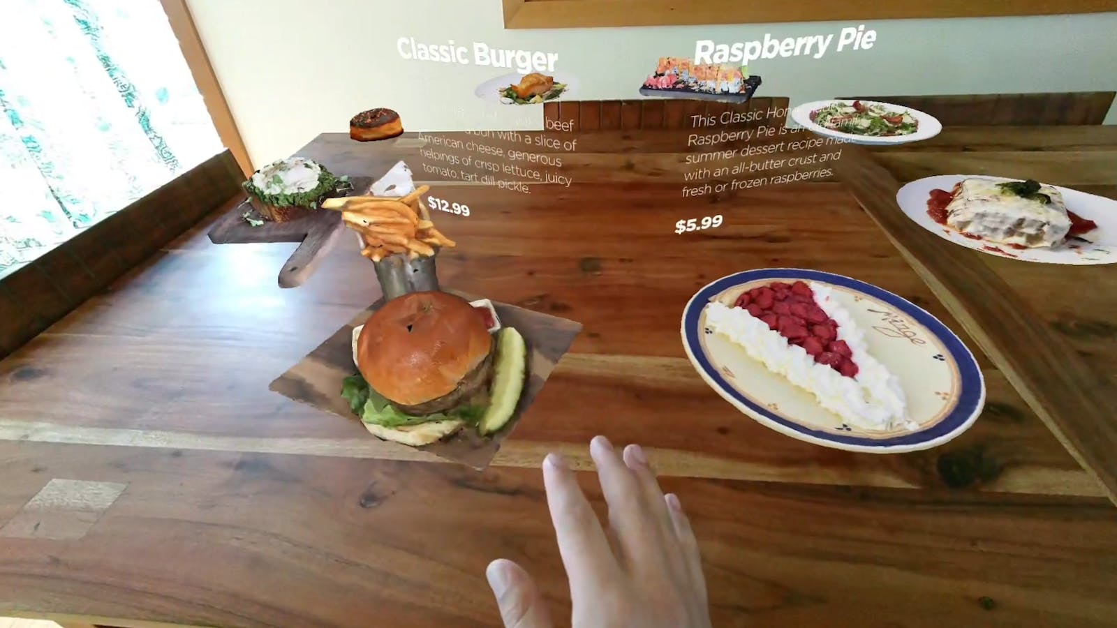 An AR menu demo made for Snap's Spectacles by developer Brielle Garcia. Photo: Snap