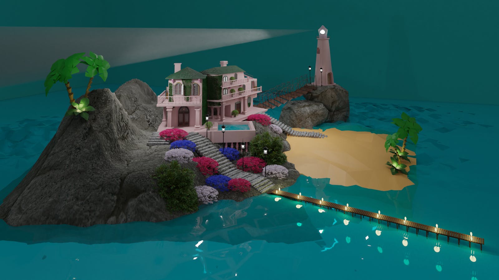 A virtual private island based in the Sandbox metaverse's Fantasy Islands real estate development. Photo by Republic Realm.