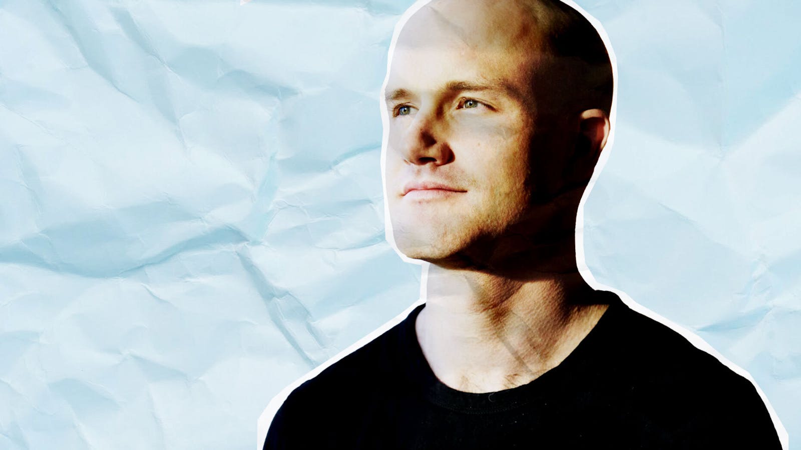 Coinbase CEO Brian Armstrong. Photo by Bloomberg. Art by Mike Sullivan.