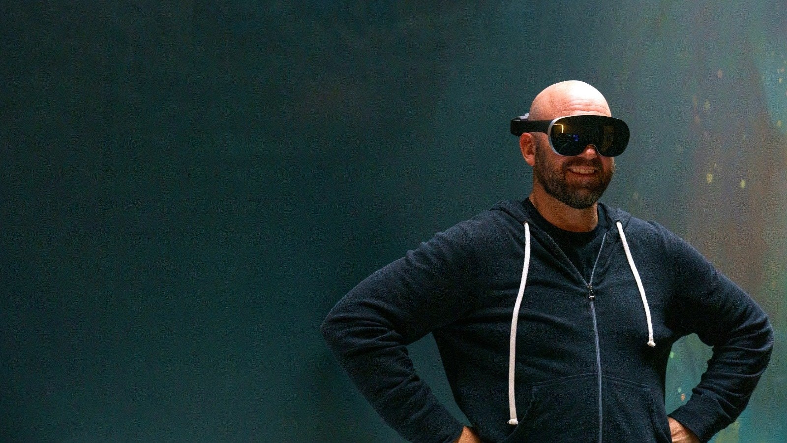 Meta's incoming CTO Andrew Bosworth wearing a recent prototype headset. Photo: Meta