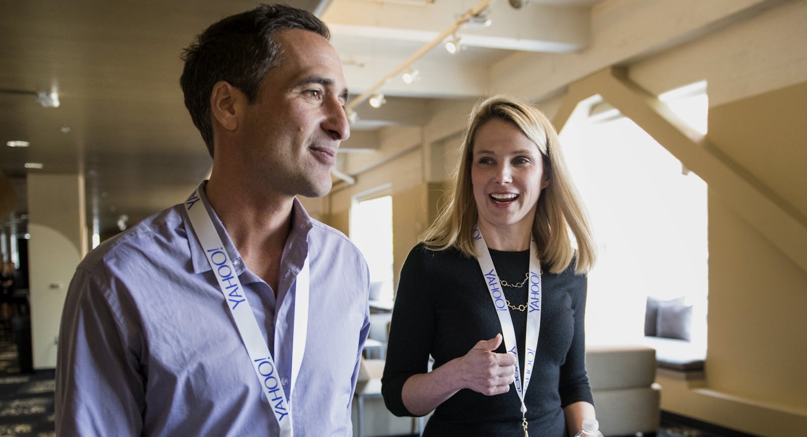 Yahoo CEO Marissa Mayer with Adam Cahan, mobile and emerging products group senior VP.