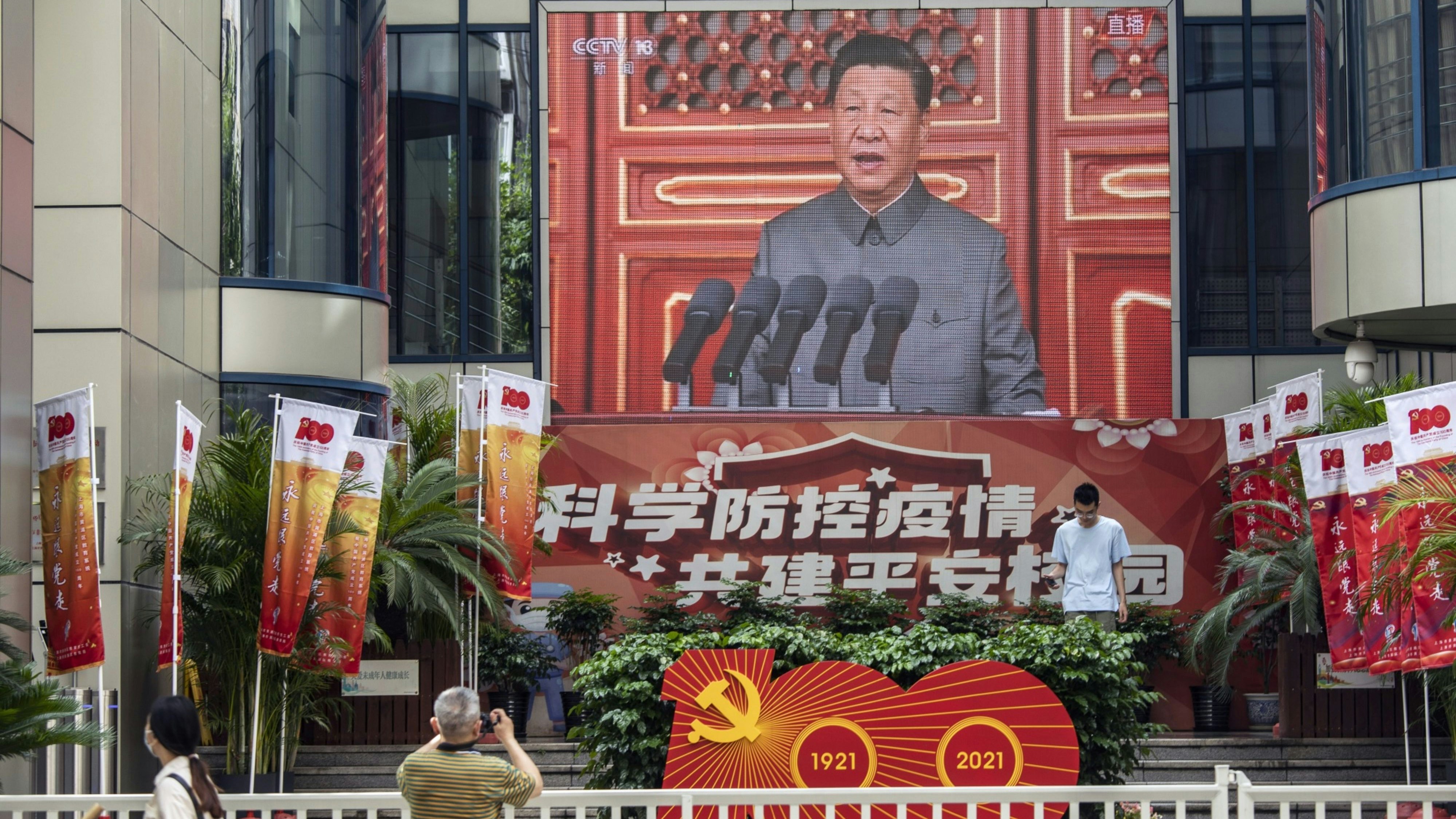 Chinese premier Xi Jinping marks the centenary of the Chinese Community Party, July 1, 2021. Photo by Bloomberg