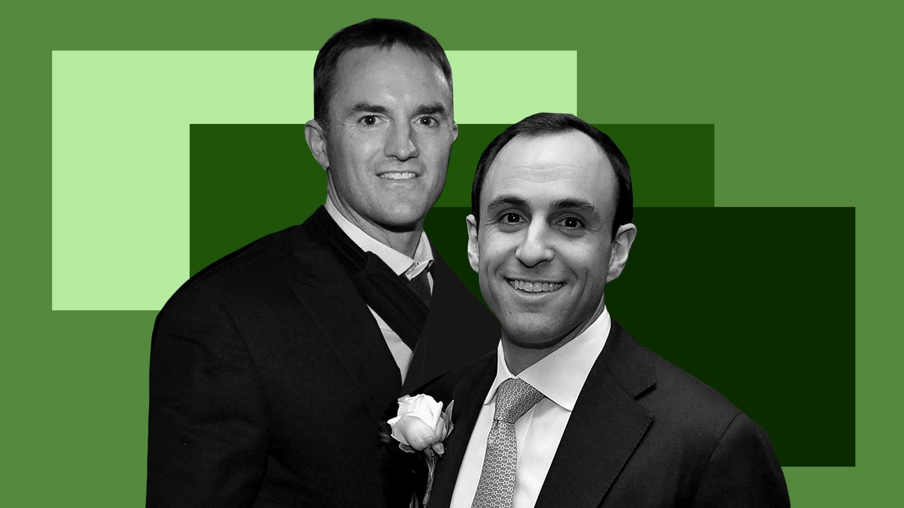 Chase Coleman (l) and Scott Shleifer of Tiger Global Management. Photo: Bloomberg. Illustration: Haejin Park.