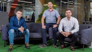 Payhawk CEO Hristo Borisov (l), CTO Boyko Karadzhov (center) and CFO Konstantin Djengozov (r). Photo: Business Wire
