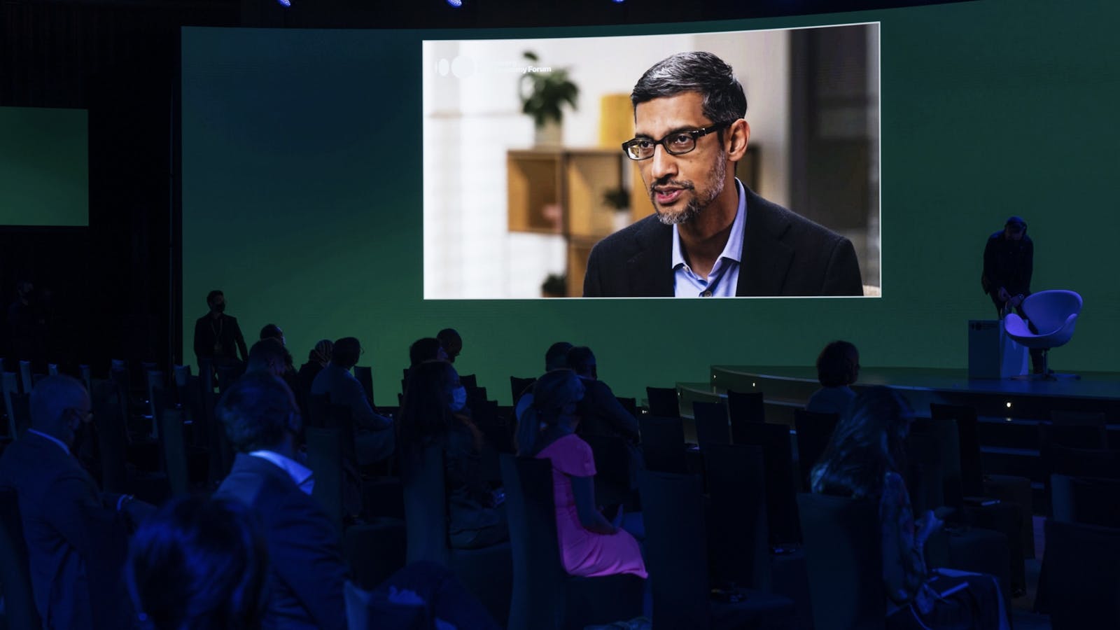 Alphabet CEO Sundar Pichai appearing at a conference last November. Photo by Bloomberg