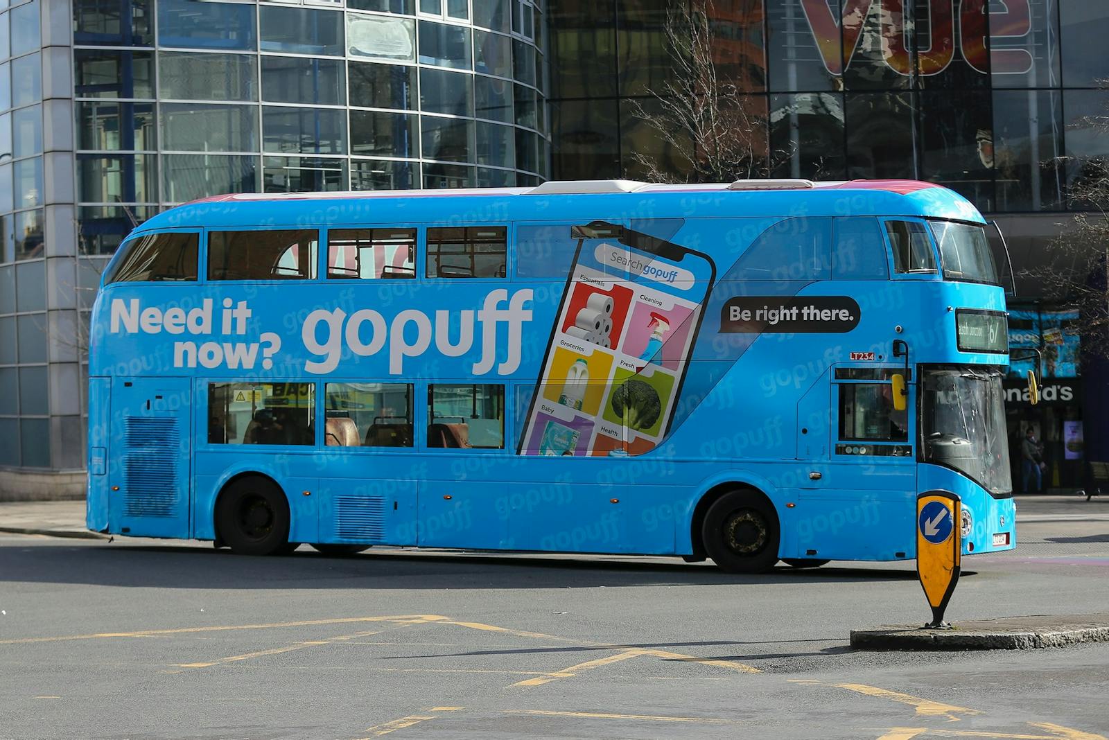 A London bus advertising Gopuff services. Photo: AP