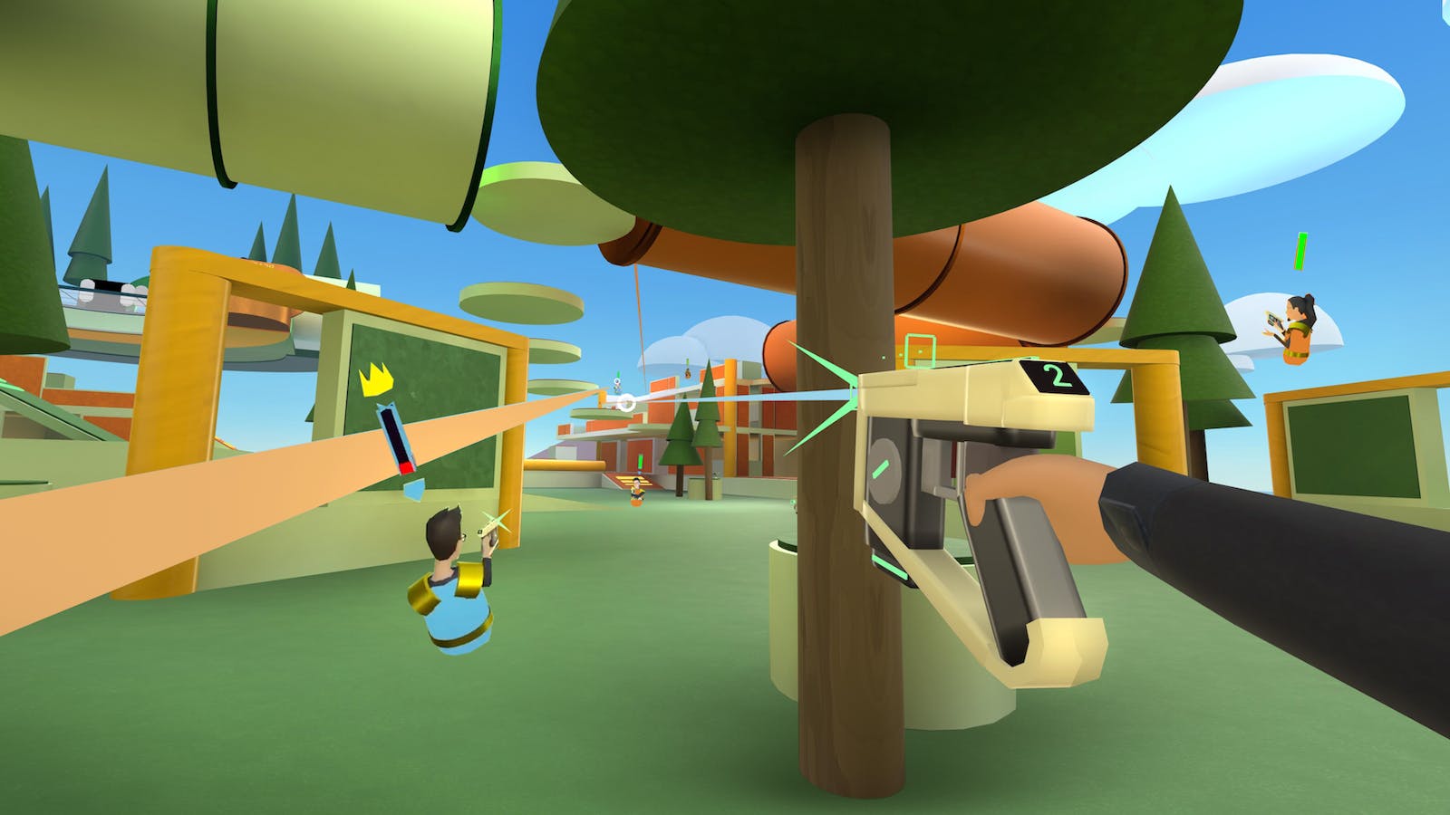 A game created inside Horizon Worlds, Meta's newest social VR app. Credit: Meta Platforms.