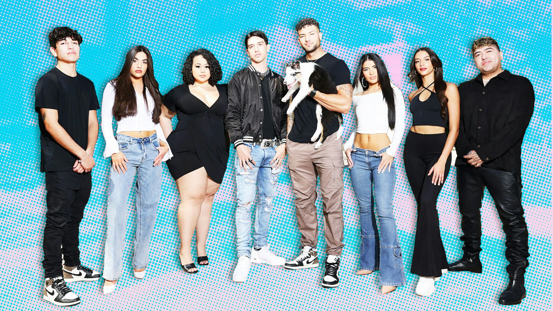 The group of creators living in a new music-focused creator house in Miami. Photo: Alexander Tamargo/Getty Images