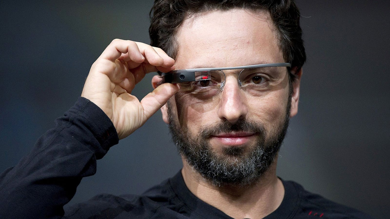 Google co-founder Sergey Brin wearing Google Glass, the company's failed consumer smart glasses, a decade ago.