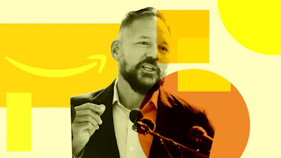 Photo of Amazon's Brian Huseman by Bloomberg. Art by Mike Sullivan