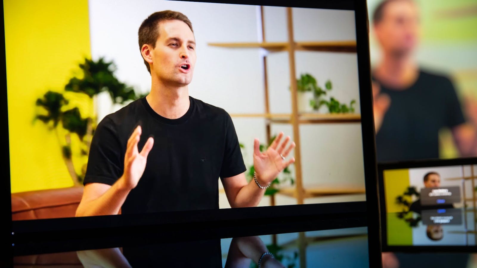 Snap CEO Evan Spiegel at Google's Pixel 6 phone event last year. Photo: Bloomberg.