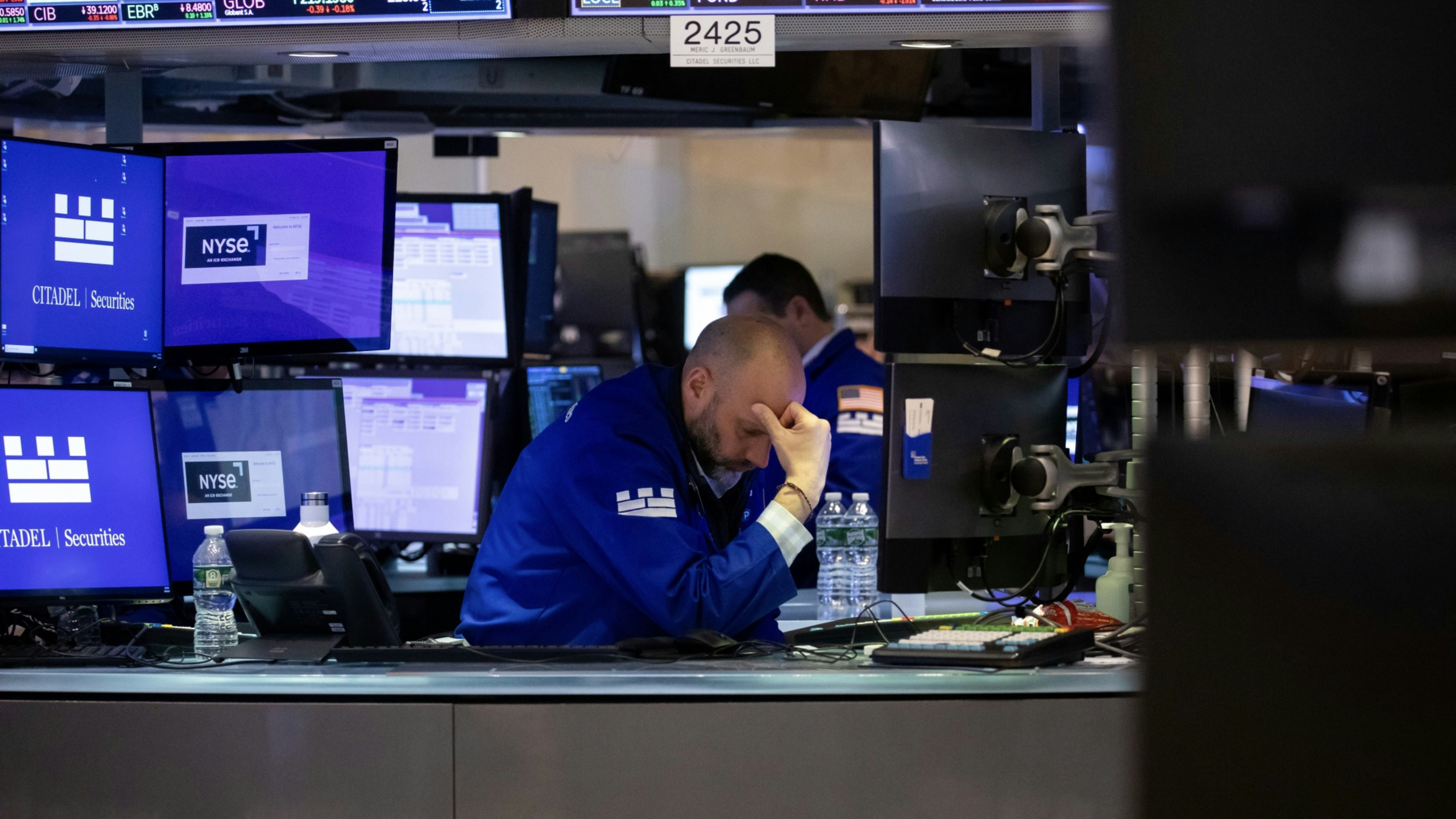 A Wall Street trader during last week's sell off. Photo by Bloomberg.
