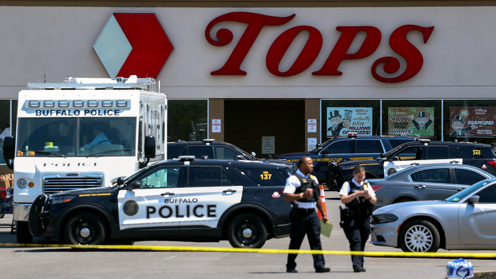 Saturday's mass shooting at a Tops supermarket in Buffalo was livestreamed on Twitch. Photo by AP. 