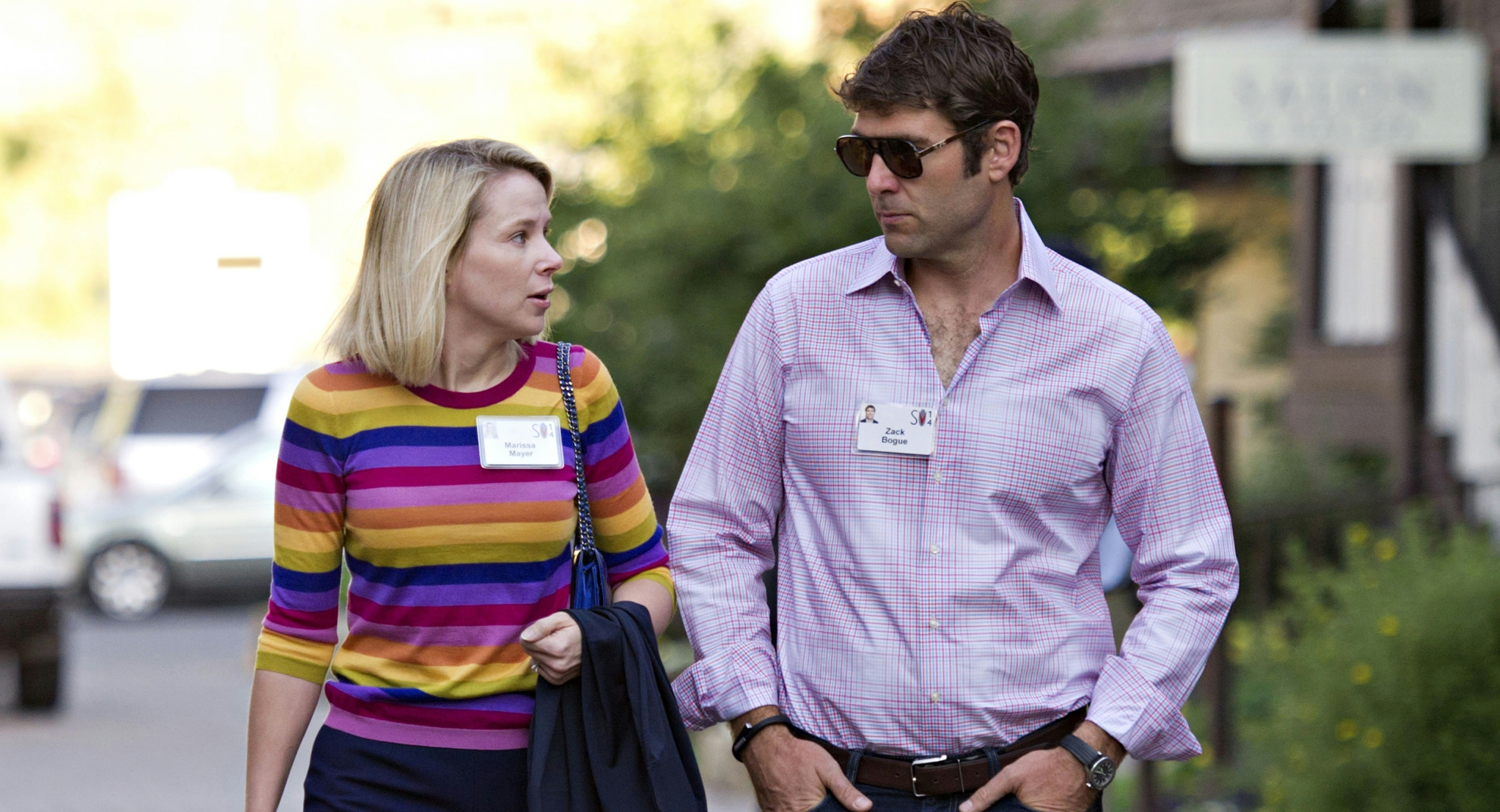 Yahoo CEO Marissa Mayer and husband Zachary Bogue at last year's Sun Valley. Photo by Bloomberg.