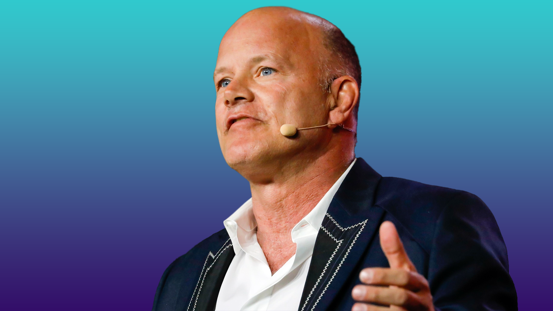 Galaxy Digital CEO Mike Novogratz. Photo: Bloomberg. Art by Mike Sullivan.