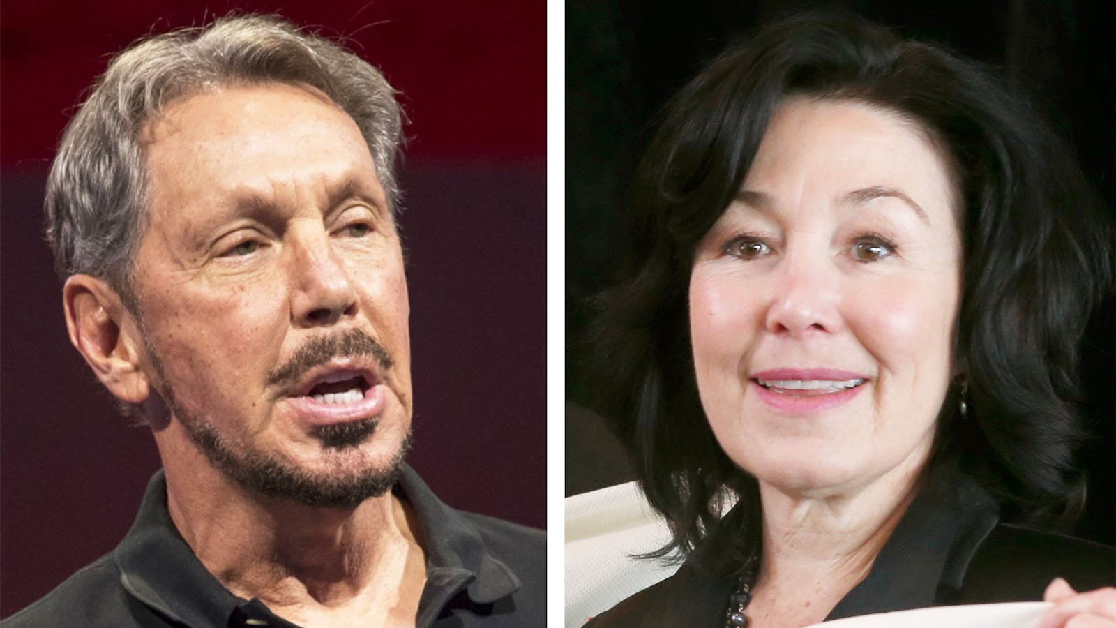 Oracle Chairman Larry Ellison, left, and CEO Safra Catz. Photos by Bloomberg; AP