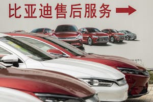 A Byd showroom in Beijing. The company led all automakers in sales in China in the first half of 2022. Photo by Bloomberg