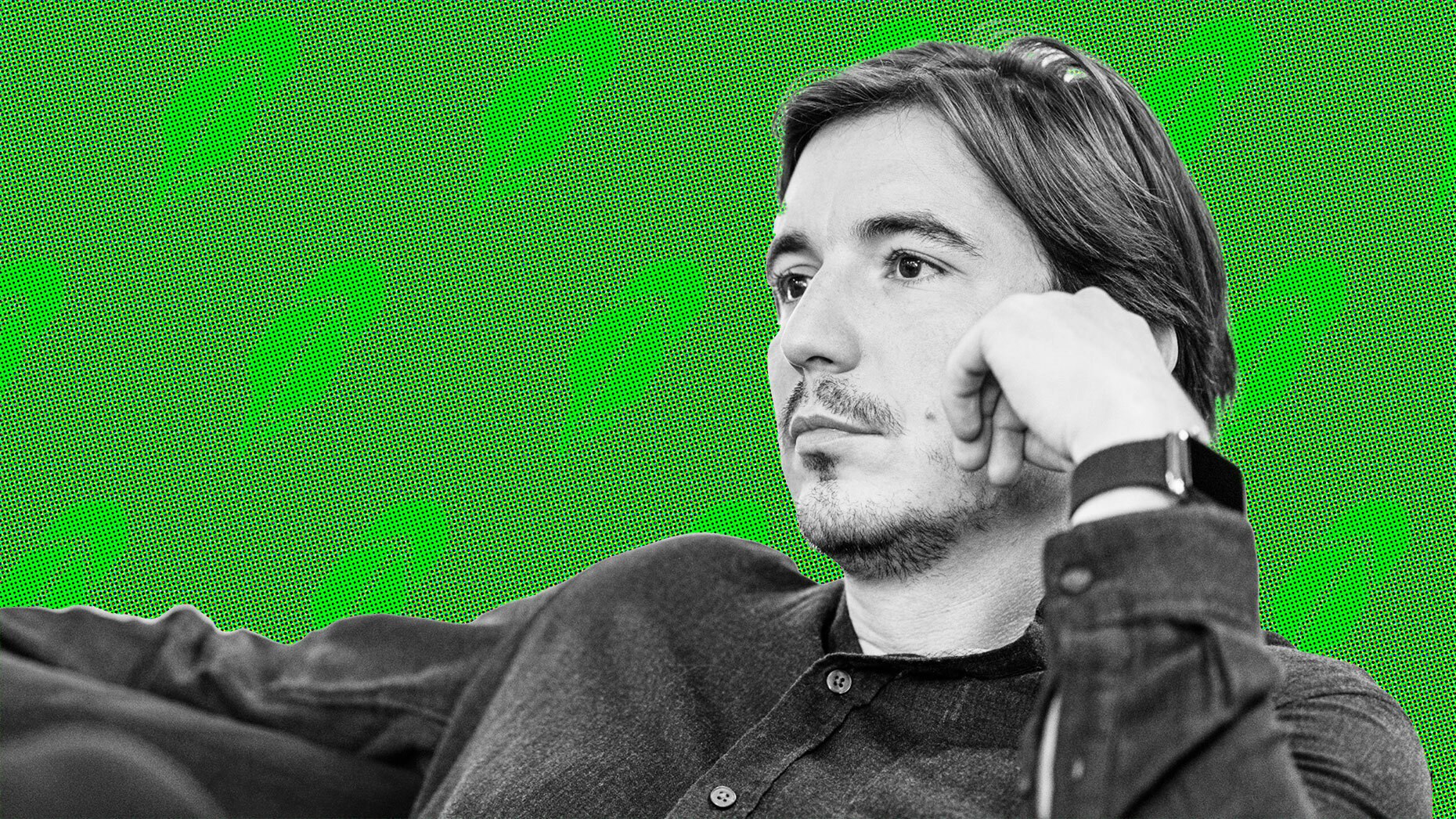 Robinhood CEO Vlad Tenev. Photo by Bloomberg. Art by Mike Sullivan.