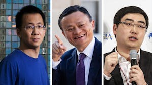 ByteDance's Zhang Yiming,  Ant's Jack Ma, and Didi Global's Cheng Wei. Photos by Bloomberg.