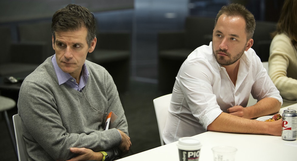 From left, Dennis Woodside and CEO Drew Houston of Dropbox. Photo by Bloomberg.