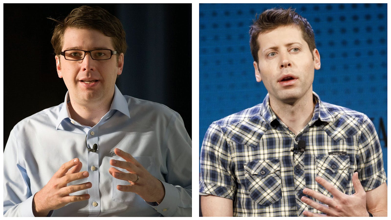 Andrew Mason and Sam Altman. Photos by Bloomberg