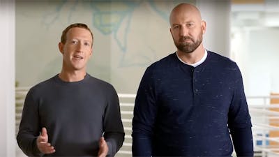 Mark Zuckerberg and Andrew Bosworth during Meta Connect 2022. Screenshot via YouTube.