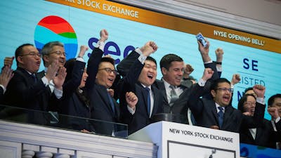 Sea executives erstwhile   the banal  began trading connected  the New York Stock Exchange. Photo by Getty.