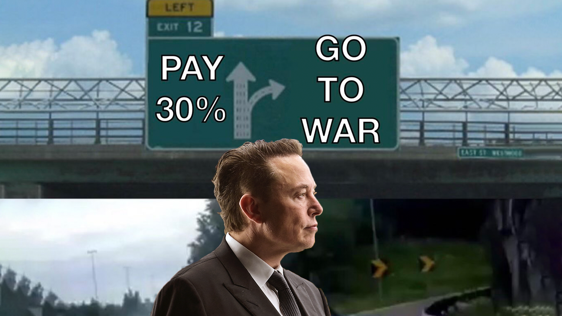 A meme tweeted by Musk about Apple’s App Store fees. Graphic: Shane Burke