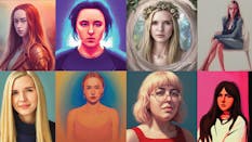 The Information reporters Kate Clark, Kaya Yurieff, Maria Heeter and Paris Martineau in portraits generated by Lensa AI.