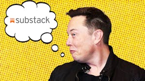 Twitter CEO Elon Musk said he was "open" to acquiring newsletter publisher Substack. Photo by Bloomberg. Art by Mike Sullivan 