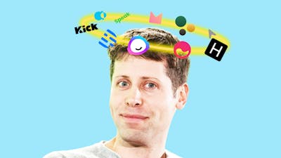 Photo of Sam Altman by Bloomberg. Art by Mike Sullivan.
