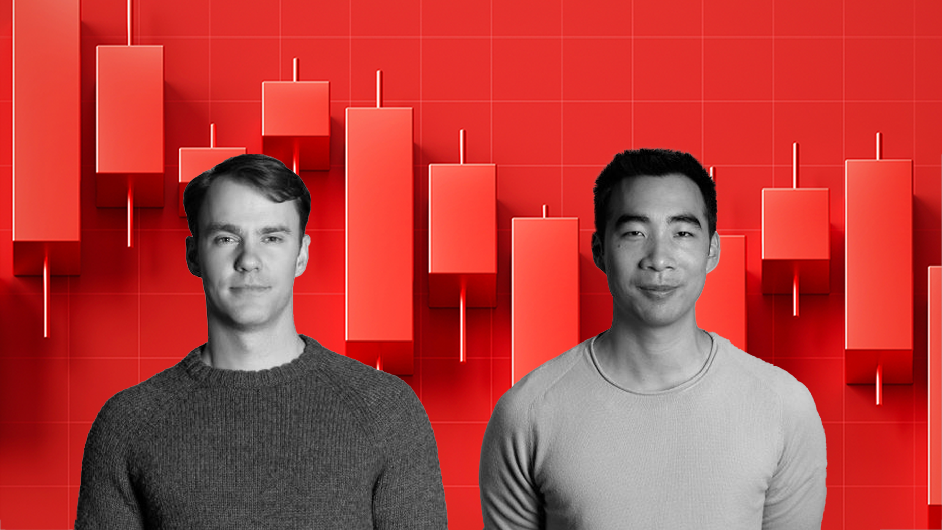 Fred Ehrsam and Matt Huang. Photos by Paradigm and Shutterstock.