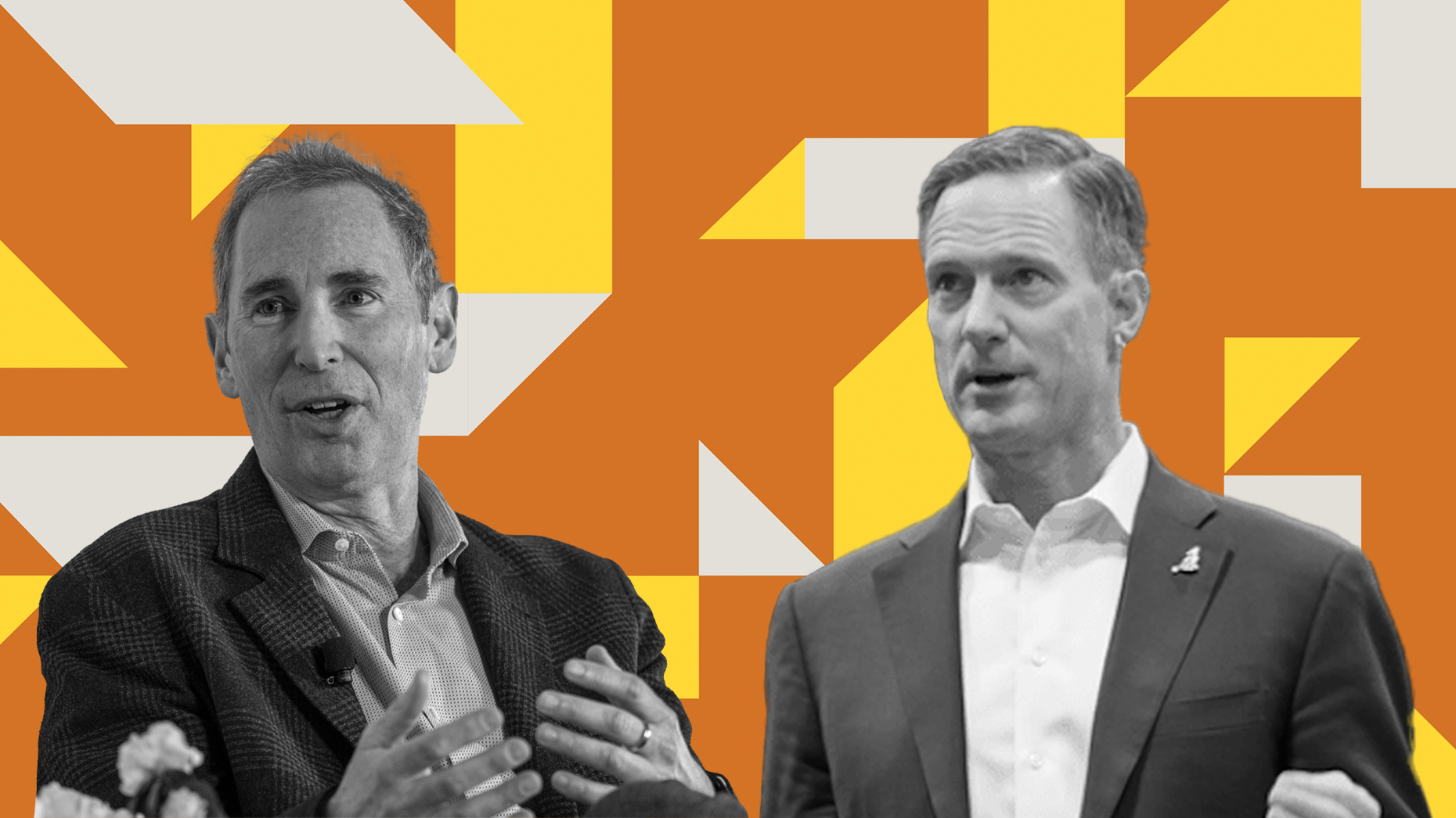 Andy Jassy, CEO of Amazon and Brian Millham, Chief Operating Officer at Salesforce. Photos by Bloomberg and Salesforce.